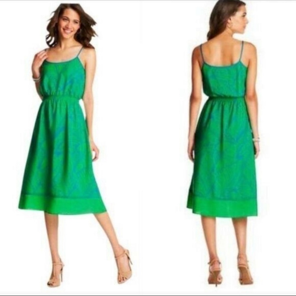 Loft blue and green palm print dreas